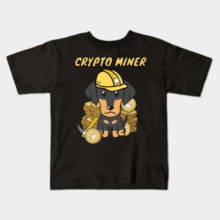 Funny Dachshund is a Crypto Miner Kids T-Shirt